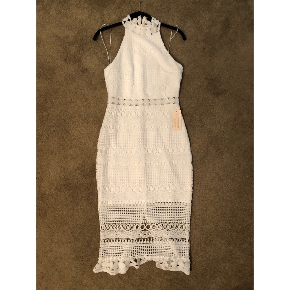 White crochet midi dress